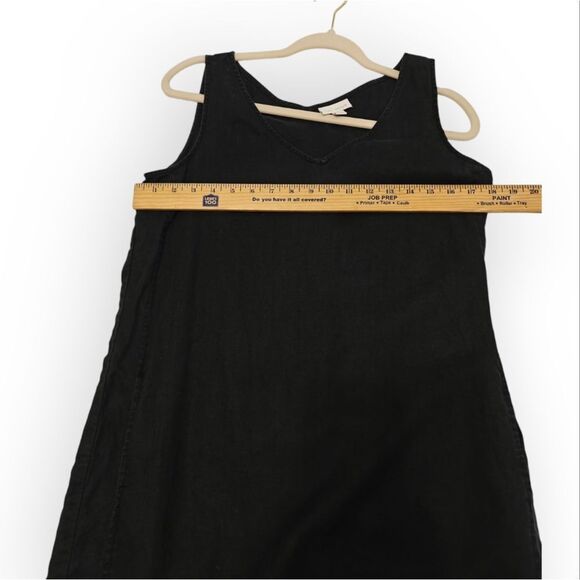 J. Jill Purejill 100% Linen Black Sleeveless A-Line Midi Dress Pockets Sz M - Picture 5 of 6